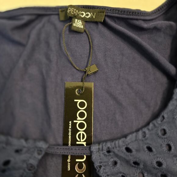 Papermoon Stitch Fix eyelet detail top Size 3XL Flowy office church Boho Casual - Picture 6 of 10